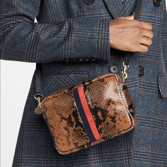 Clare V. Midi Sac crossbody in walnut python - Picture 2 of 15